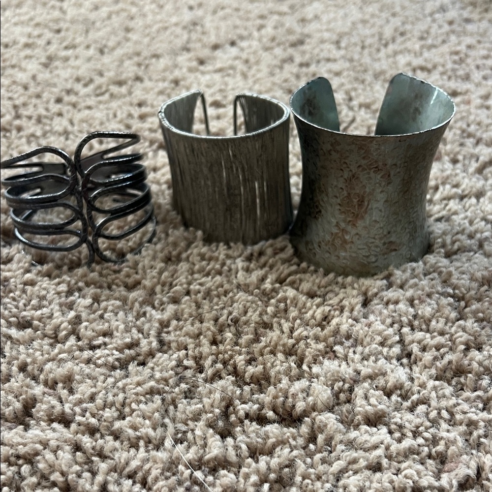 Set of Three Metal Cuff Bracelets